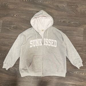 *like new* sunkissed coconut afternoon grey roses cotton full zip floral hoodie